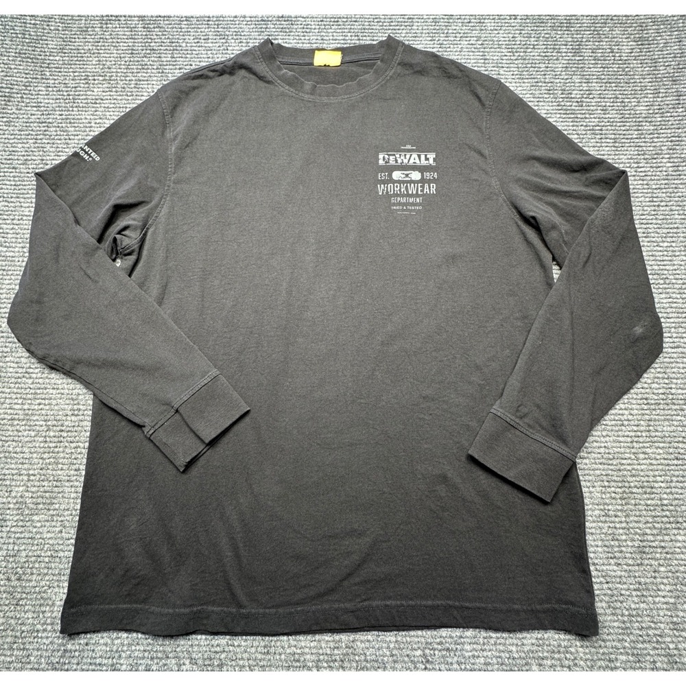 DEWALT Long Sleeve T-Shirt Mens XL Black Graphic Workwear DXWW50081